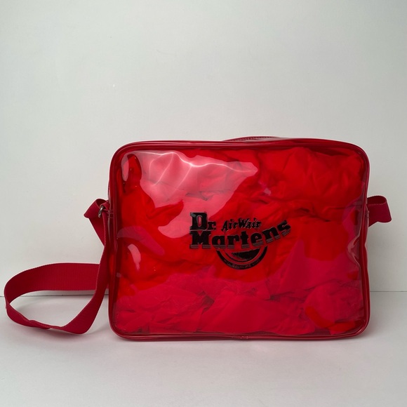 Vintage y2k Dr. Martens Medium Red Messenger Logo Bag - Picture 1 of 16